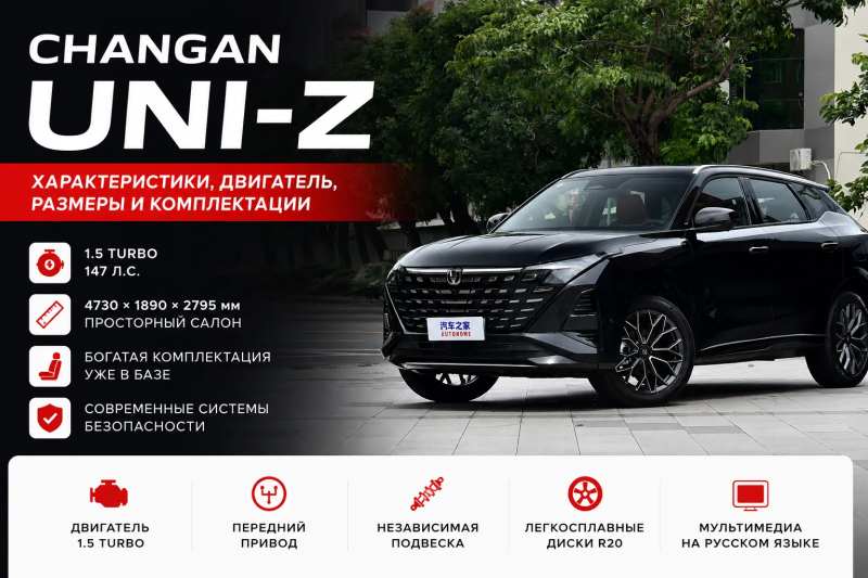 Changan UNI-Z: характеристики, двигатель, размеры и комплектации